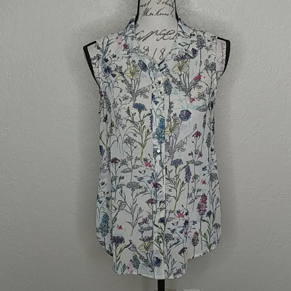 H&M Sheer Multicolored Floral‎ Top Size 6